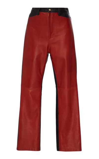 Rosetta Getty Straight-leg Colourblocked Lamb Leather Trousers In Brown
