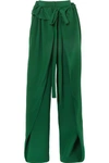 STELLA MCCARTNEY RUFFLED SILK-CREPE WIDE-LEG PANTS