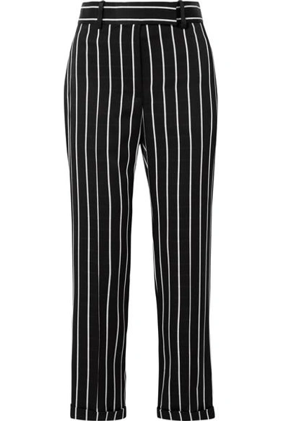 Haider Ackermann Striped Matte-satin Straight-leg Pants In Morganite Black