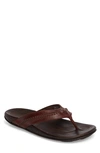 Olukai Mea Ola Flip Flop In Terra/ Dark Wood Leather
