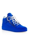 Giuseppe Zanotti Women's Velvet Mid Top Platform Sneakers In Elektrikos Blue