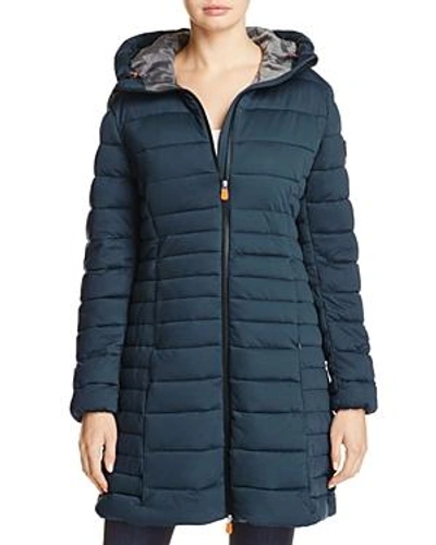 Save The Duck Packable Quilted Long Puffer Coat - 100% Exclusive In Navy Blue Melange