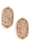 Kendra Scott Ellie Oval Stone Stud Earrings In Rose Gold Drusy/ Rose Gold