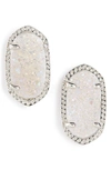 Kendra Scott Ellie Oval Stone Stud Earrings In Iridescent Drusy/ Silver