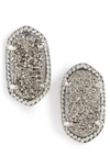 Kendra Scott Ellie Oval Stone Stud Earrings In Platinum Drusy/ Silver