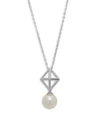 MAJORICA 8MM White Organic Pearl and Sterling Silver Pendant Necklace,0400096950220