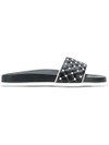 Valentino Rockstud Quilted-leather Slides In Black