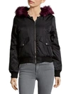 C&C CALIFORNIA Faux Fur Trim Bomber Jacket,0400096702628