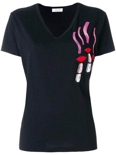 Valentino Lipstick Waves T-shirt In Black