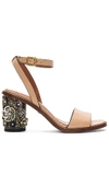 Coach Sandale Mit Mittelhohem Absatz Mit Teerosen - Size 9.5 B In Tan