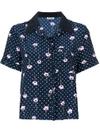 MIU MIU MIU MIU FLORAL MICRO DOTTED SHIRT - BLUE,MK12571QBA12626023