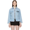 MSGM MSGM BLUE RUFFLED DENIM JACKET,MDH43L 184293