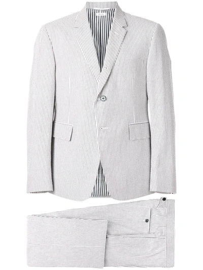 Thom Browne Seersucker Suit With Tie In Grey