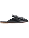 Tod's Studded Fringed Mules In Black