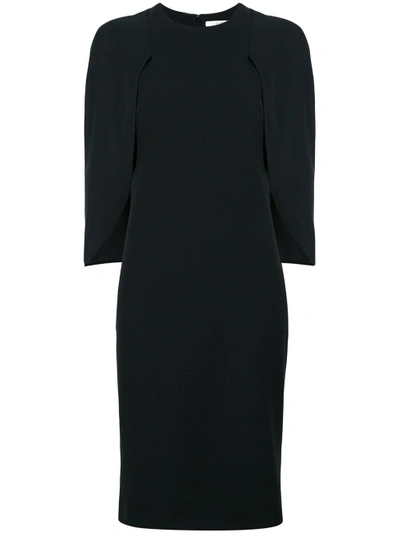 Givenchy Cape-detail Silk Crepe De Chine Dress In Black