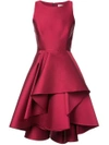 HALSTON HERITAGE layered ruffled skirt dress,BST152113R1812617042