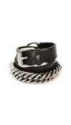 ALEXANDER WANG DOUBLE WRAP LEATHER AND CHAIN BRACELET