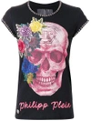 PHILIPP PLEIN PHILIPP PLEIN STUDDED SKULL PRINT T-SHIRT - BLACK,WTK0603PJY002N12597066