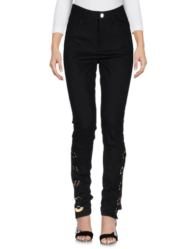 Anthony Vaccarello Denim Trousers In Black