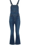 Rag & Bone Cropped Frayed Denim Overalls In Dark Denim