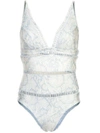 ZIMMERMANN ZIMMERMANN V-NECK DAMASK SWIMSUIT - BLUE,3291WHEL12613699