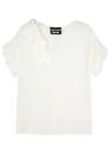 BOUTIQUE MOSCHINO IVORY RUFFLED SILK TOP