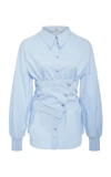 TIBI SATIN POPLIN DETACHABLE CORSET SHIRT,S118SP7062