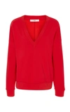 TIBI V-NECK DRAPED BACK SWEATSHIRT,P218SW7150