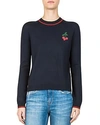 THE KOOPLES CHERRY-EMBROIDERED WOOL SWEATER,FPUL1606