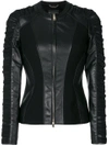 VERSACE VERSACE RUCHED LEATHER JACKET - BLACK,A78564A22428212625712