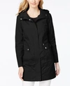 Cole Haan Packable Hooded Raincoat In Black