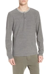 James Perse Regular Fit Micro Stripe Henley Shirt In Paver Pigment