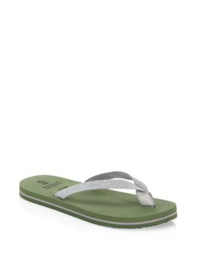 Brunello Cucinelli Rubber Flipflops In Green Grey