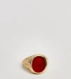 SERGE DENIMES RED AGATE RING STERLING SILVER WITH 14K GOLD PLATING - GOLD,RED ARGATE RING