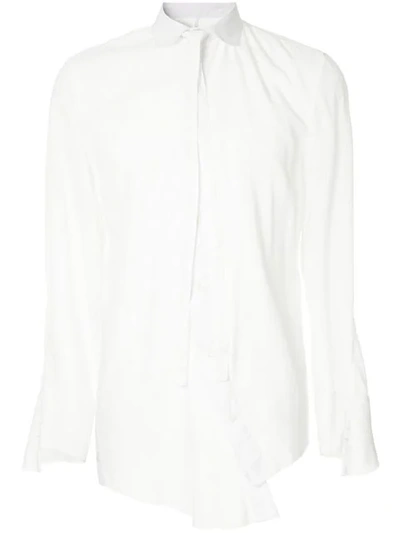 A New Cross Neck Tie Detail Shirt In White