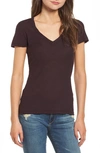 James Perse Slub Cotton V-neck Tee In Burnt Fig