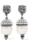 GUCCI Silver-tone faux pearl earrings