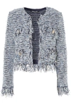 BALMAIN CROPPED FRAYED BOUCLÉ BLAZER