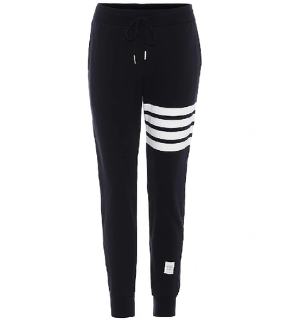 Thom Browne Intarsia Stripes Cotton Sweatpants In Blue
