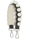 Fendi Leather & Imitation Pearl Guitar Style Strap - Black