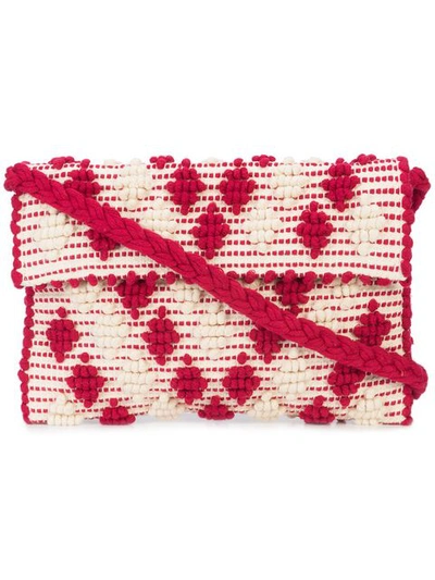 Antonello Tedde Texture Embroidered Clutch Bag In Red