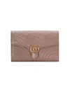 Gucci Gg Marmont Chevron Quilted Leather Flap Clutch Bag In Pink