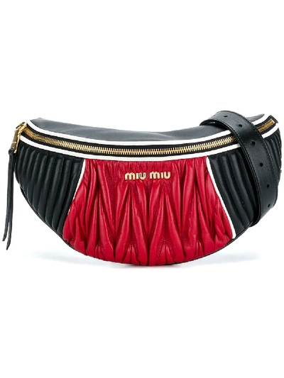 Miu Miu Rider Matelasse Leather Belt Bag - Black