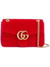 Gucci Gg Marmont Velvet Shoulder Bag In Red