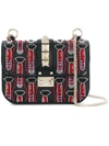 Valentino X Zandra Rhodes Lock Small Leather Shoulder Bag In Black