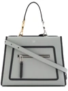 Fendi Runaway Medium Two-tone Leather Tote Bag In Grey