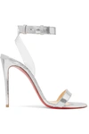 CHRISTIAN LOUBOUTIN JONATINA 100 PVC-TRIMMED METALLIC LIZARD-EFFECT LEATHER SANDALS