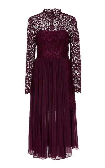 Amur Idina Lace A-line Dress In Burgundy