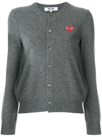 Comme Des Garçons Play Comme Des Garcons Play Grey And Red Heart Cardigan