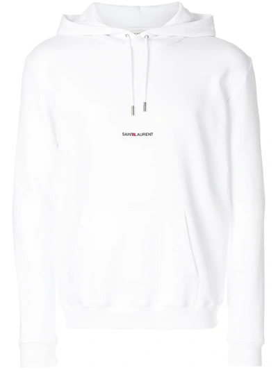 Saint Laurent White Classic Logo Hoodie